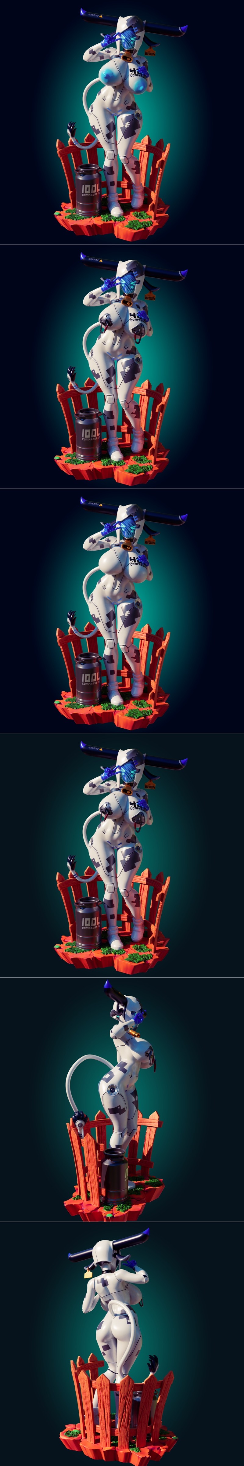 Rhu工作室 Cowbot机甲少女 3D打印模型|Officer Rhu – Cowbot Mecha Girl – 3D Print Model STL