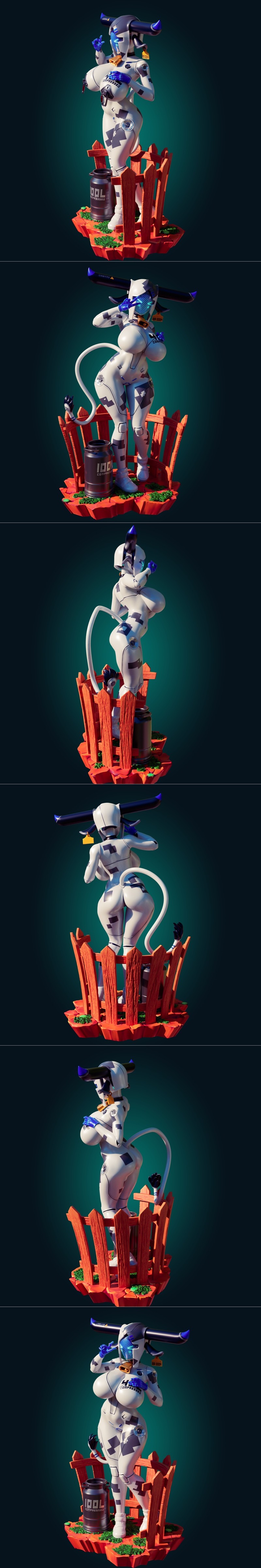 Rhu工作室 Cowbot机甲少女 3D打印模型|Officer Rhu – Cowbot Mecha Girl – 3D Print Model STL