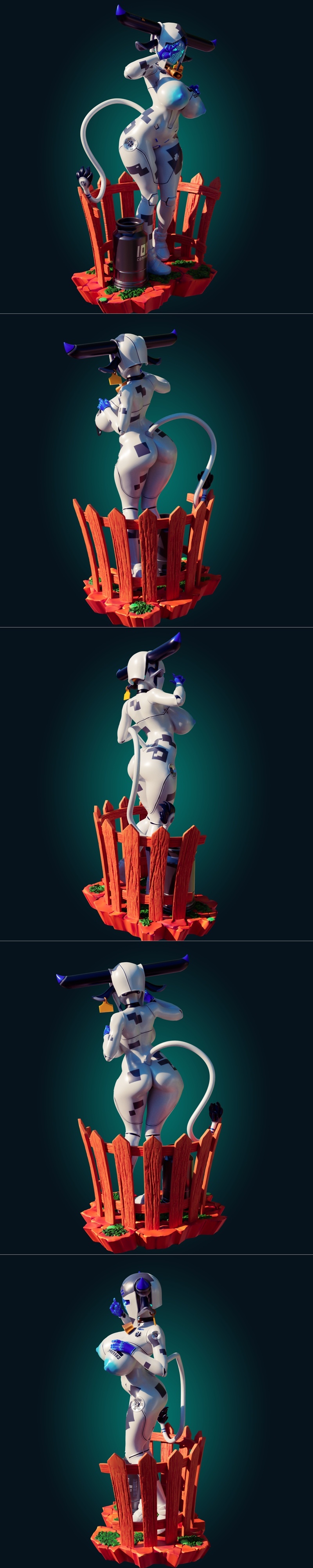 Rhu工作室 Cowbot机甲少女 3D打印模型|Officer Rhu – Cowbot Mecha Girl – 3D Print Model STL