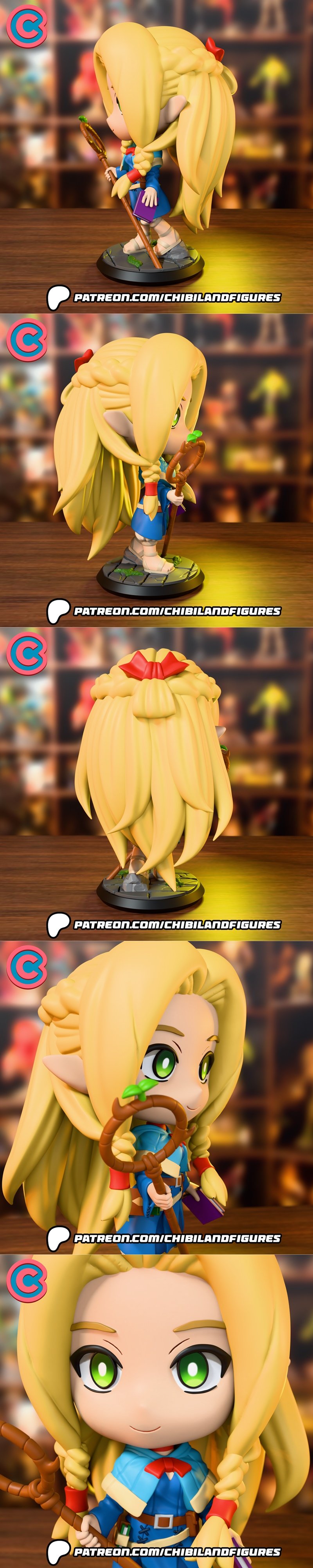 小精灵系列模型——马西尔×地牢饭团——3D打印立体模型|Chibi Land Figures – Marcille – Dungeon Meshi – Chibi – 3D Print Model STL