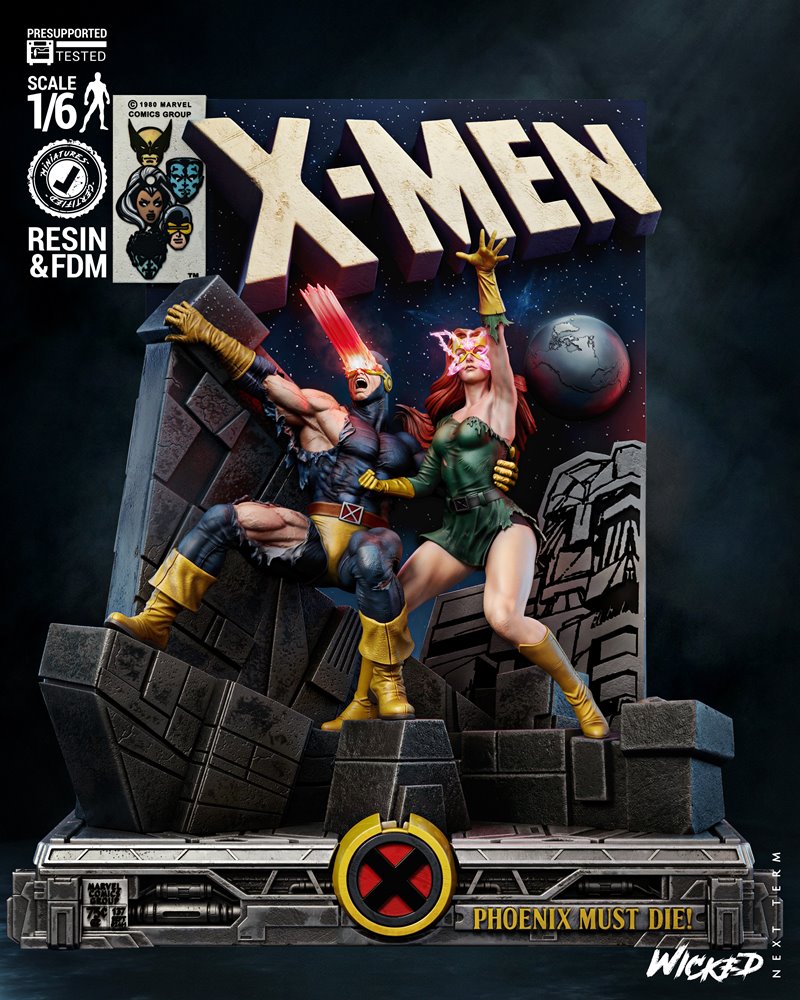 奇异博士：突变之眼与Jean Gray 3D打印模型|Wicked – Cyclops and Jean Gray Diorama – 3D Print Model STL