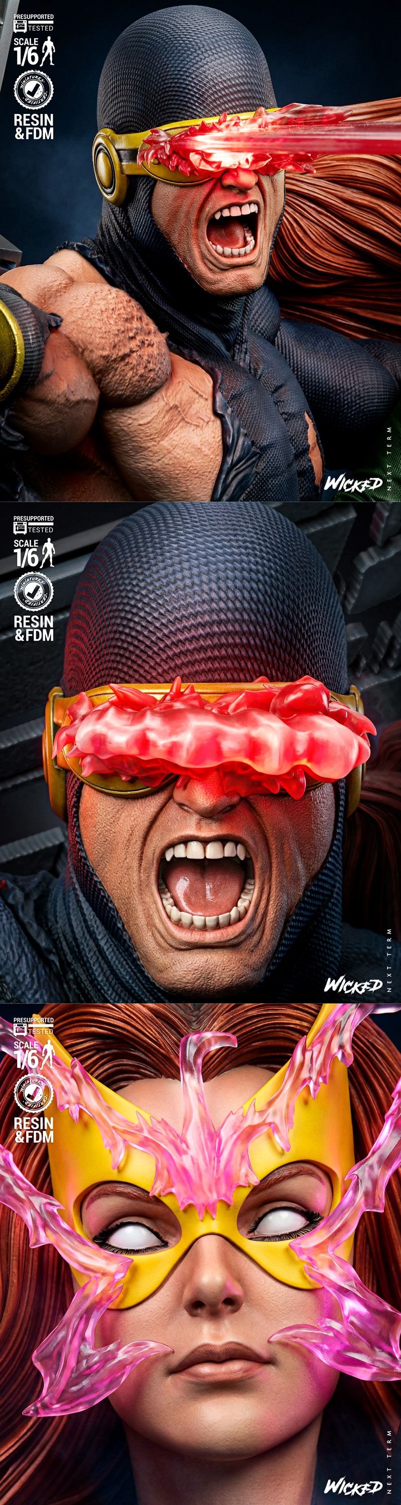 奇异博士：突变之眼与Jean Gray 3D打印模型|Wicked – Cyclops and Jean Gray Diorama – 3D Print Model STL