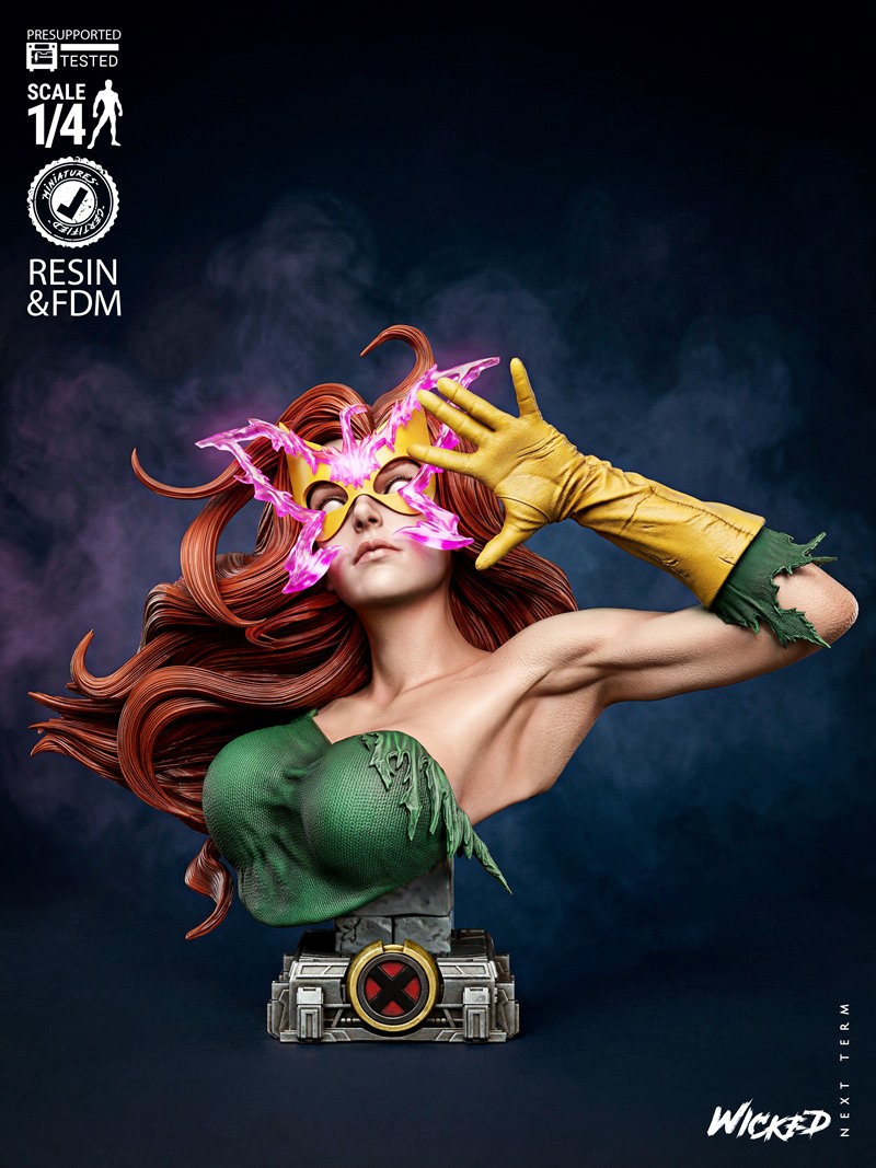 Wicked - 詹妮弗·格雷人物雕像 3D打印模型|Wicked – Jean Grey Portrait Bust – 3D Print Model STL