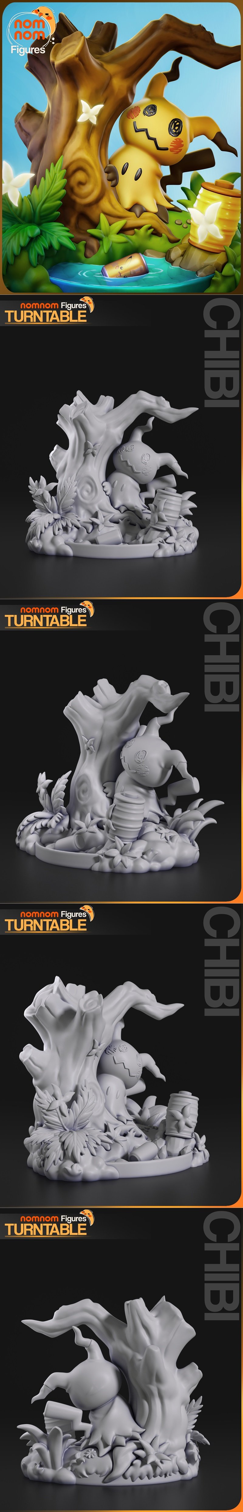 萌系3D打印模型：宝可梦奇美拉小可爱|Nomnom Figures – Chibi Mimikyu – Pokemon – 3D Print Model STL