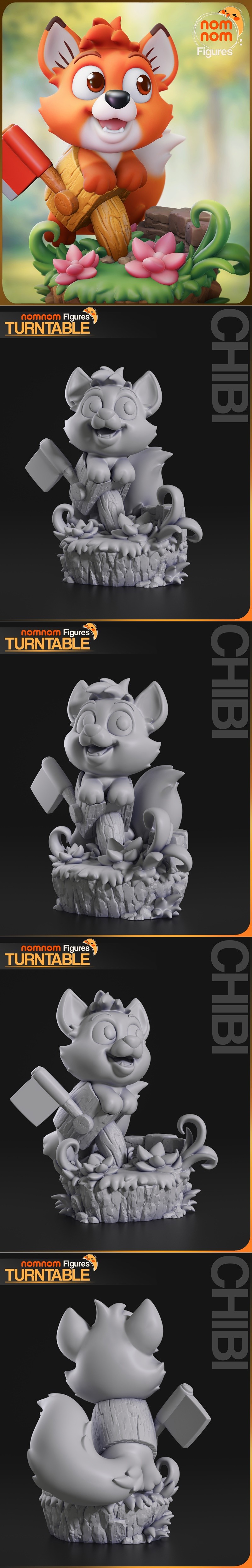 小狐狸与猎犬3D打印模型|Nomnom Figures – Chibi Tod – The Fox and the Hound – 3D Print Model STL