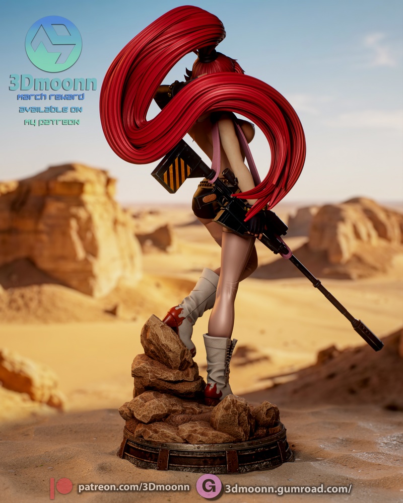 3D打印模型：《天元突破红莲螺岩》角色“古尔根·拉加恩”|3Dmoonn – Yoko Littner – Tengen Toppa Gurren Lagann – 3D Print Model