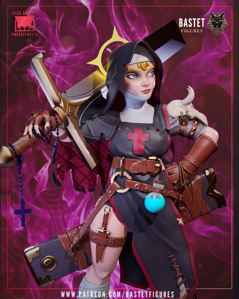 Bastet系列刺客修女3D打印模型|Bastet Figures – Assassin Nun – 3D Print Model