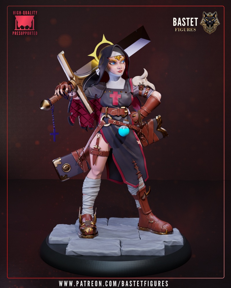 Bastet系列刺客修女3D打印模型|Bastet Figures – Assassin Nun – 3D Print Model