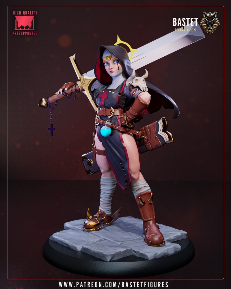 Bastet系列刺客修女3D打印模型|Bastet Figures – Assassin Nun – 3D Print Model