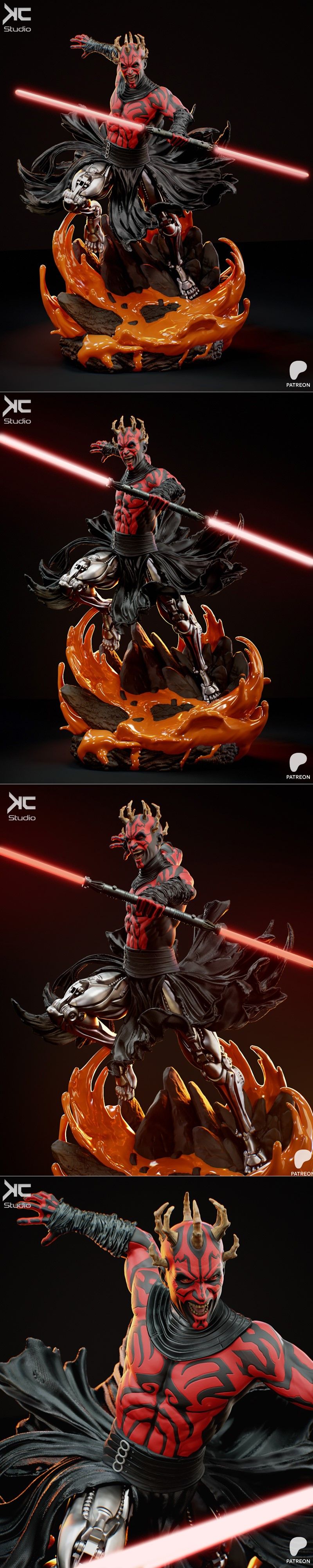 KcStudio - 星战反派——达斯·魔 3D打印模型|KcStudio – Darth Maul – Star Wars Fanart – 3D Print Model STL