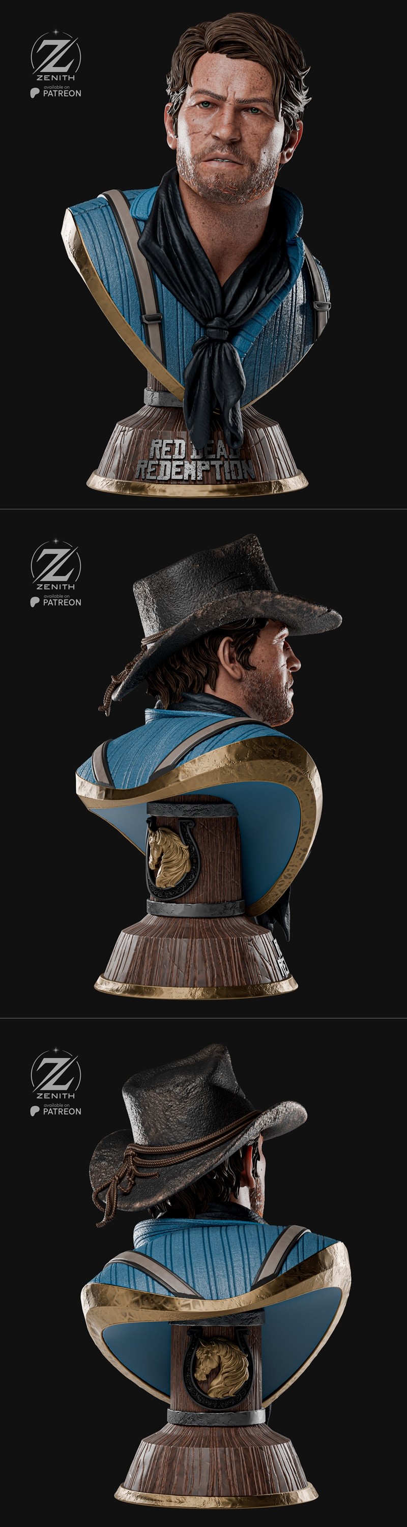 Zenith Studios旗下《亚瑟与莫根》3D打印模型|Zenith Studios – Arthur – Morgan Bust – 3D Print Model STL