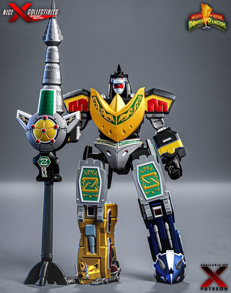 Nice X Collectibles - 超级龙之战士 3D打印模型|Nice X Collectibles – Mega DragonZord – 3D Print Model STL