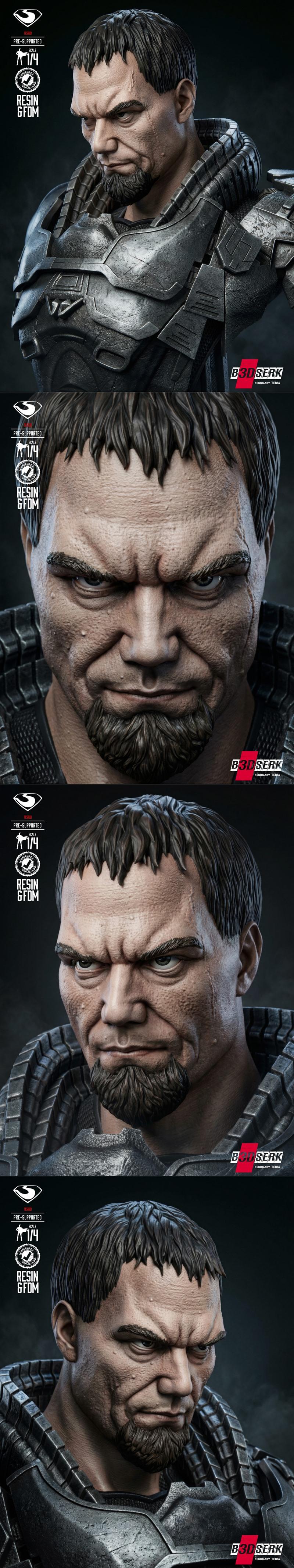 B3DSERK - 通用扎多头像 - 3D打印模型|B3DSERK – General Zod Bust Portrait – 3D Print Model STL