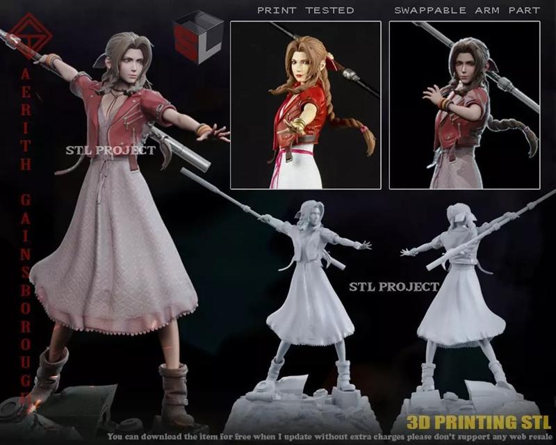 STL项目 - 奥蕾莉亚·冈布罗夫 - 3D打印模型|STL Project – Aerith Gainsborough – 3D Print Model STL