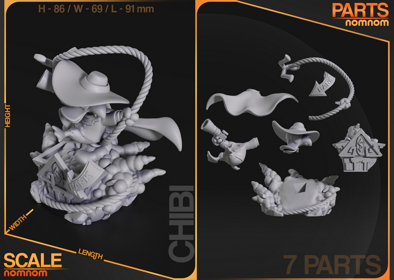 Chibi暗黑鸭3D打印模型|NomNom Figures – Chibi Darkwing Duck – 3D Print Model