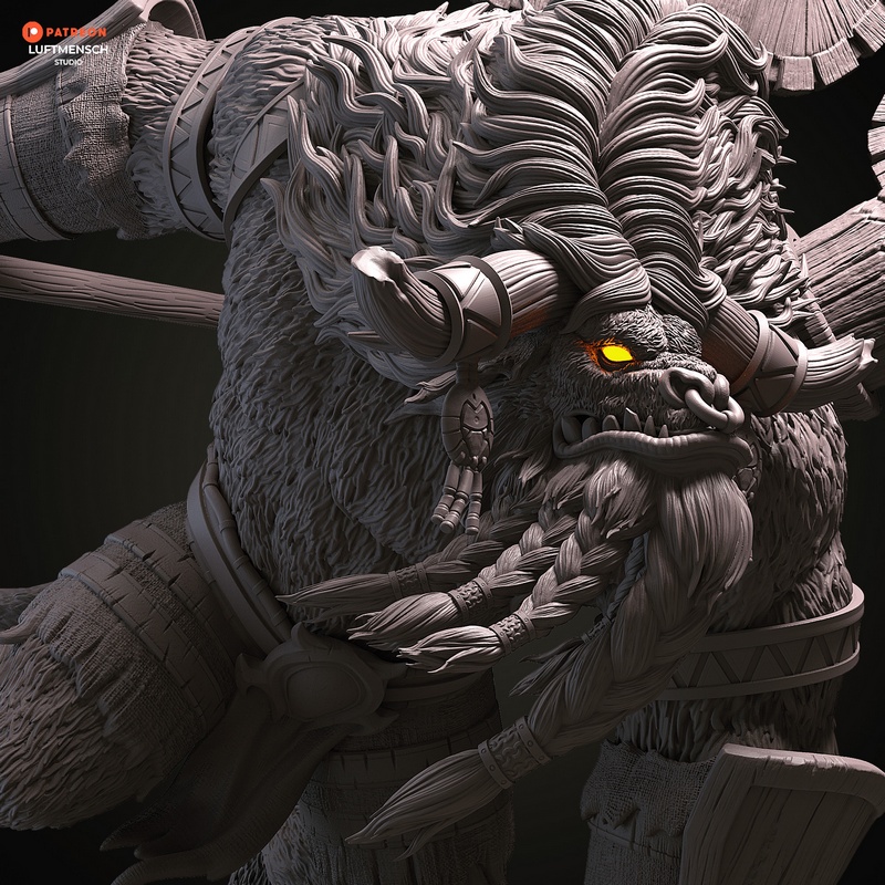 卢浮人工作室 - 凯尔恩·布洛克霍夫 - 3D打印模型|Luftmensch Studio – Cairne Bloodhoof – 3D Print Model