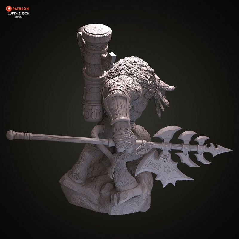 卢浮人工作室 - 凯尔恩·布洛克霍夫 - 3D打印模型|Luftmensch Studio – Cairne Bloodhoof – 3D Print Model