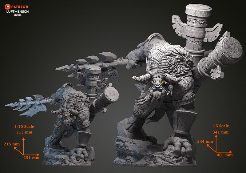 卢浮人工作室 - 凯尔恩·布洛克霍夫 - 3D打印模型|Luftmensch Studio – Cairne Bloodhoof – 3D Print Model