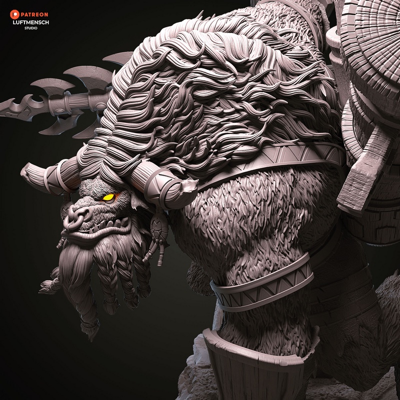 卢浮人工作室 - 凯尔恩·布洛克霍夫 - 3D打印模型|Luftmensch Studio – Cairne Bloodhoof – 3D Print Model