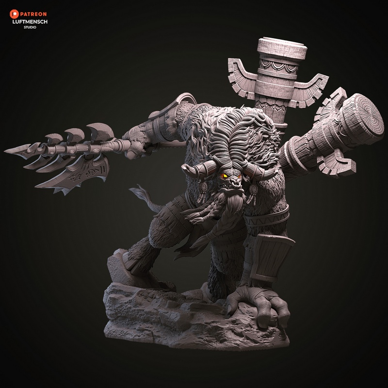 卢浮人工作室 - 凯尔恩·布洛克霍夫 - 3D打印模型|Luftmensch Studio – Cairne Bloodhoof – 3D Print Model
