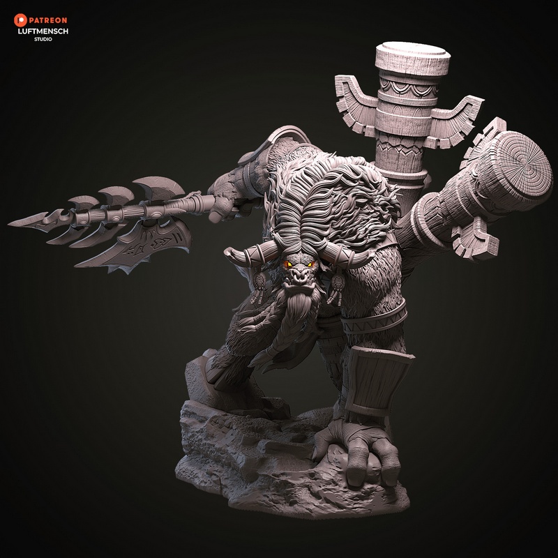 卢浮人工作室 - 凯尔恩·布洛克霍夫 - 3D打印模型|Luftmensch Studio – Cairne Bloodhoof – 3D Print Model