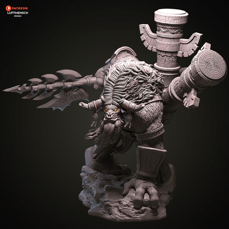 卢浮人工作室 - 凯尔恩·布洛克霍夫 - 3D打印模型|Luftmensch Studio – Cairne Bloodhoof – 3D Print Model