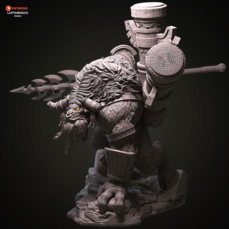 卢浮人工作室 - 凯尔恩·布洛克霍夫 - 3D打印模型|Luftmensch Studio – Cairne Bloodhoof – 3D Print Model
