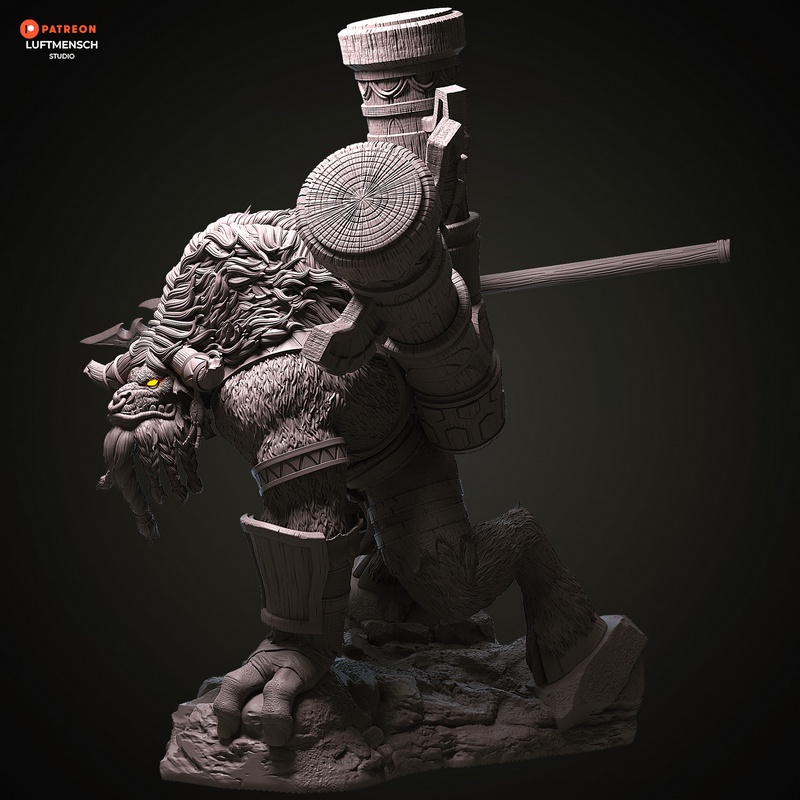 卢浮人工作室 - 凯尔恩·布洛克霍夫 - 3D打印模型|Luftmensch Studio – Cairne Bloodhoof – 3D Print Model