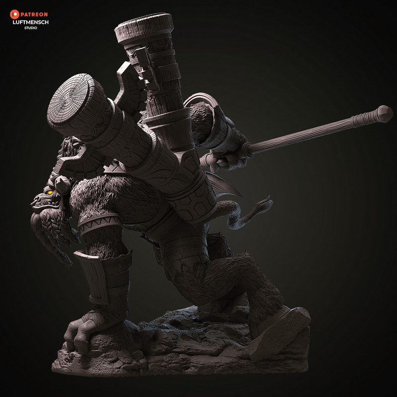 卢浮人工作室 - 凯尔恩·布洛克霍夫 - 3D打印模型|Luftmensch Studio – Cairne Bloodhoof – 3D Print Model