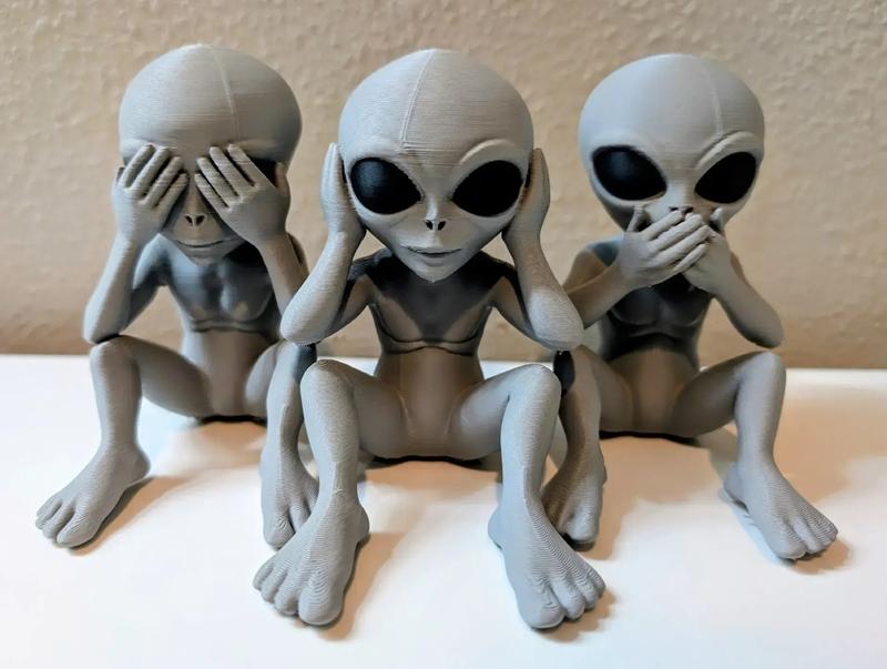 见怪不怪——外星集合（见怪不怪，闻怪不闻，言怪不言）3D打印模型|No Evil – Alien Collection (See No Evil, Hear No Evil, Speak No Evil) – 3D Print Model STL