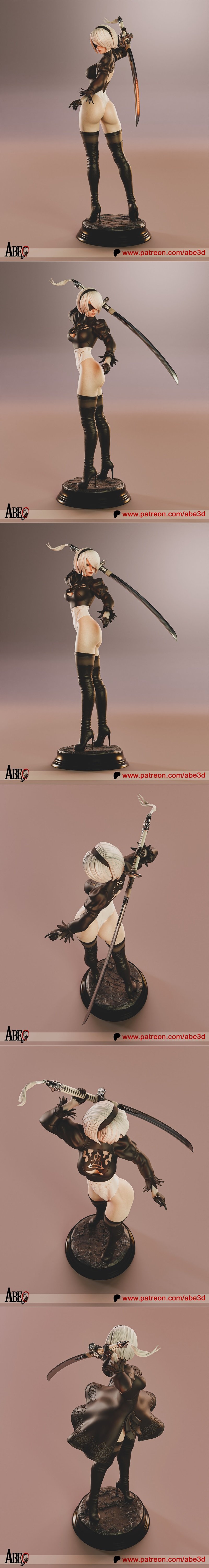 Abe3D - 2B 《尼尔：自动人形》3D打印模型|Abe3D – 2B Nier Automata – 3D Print Model STL