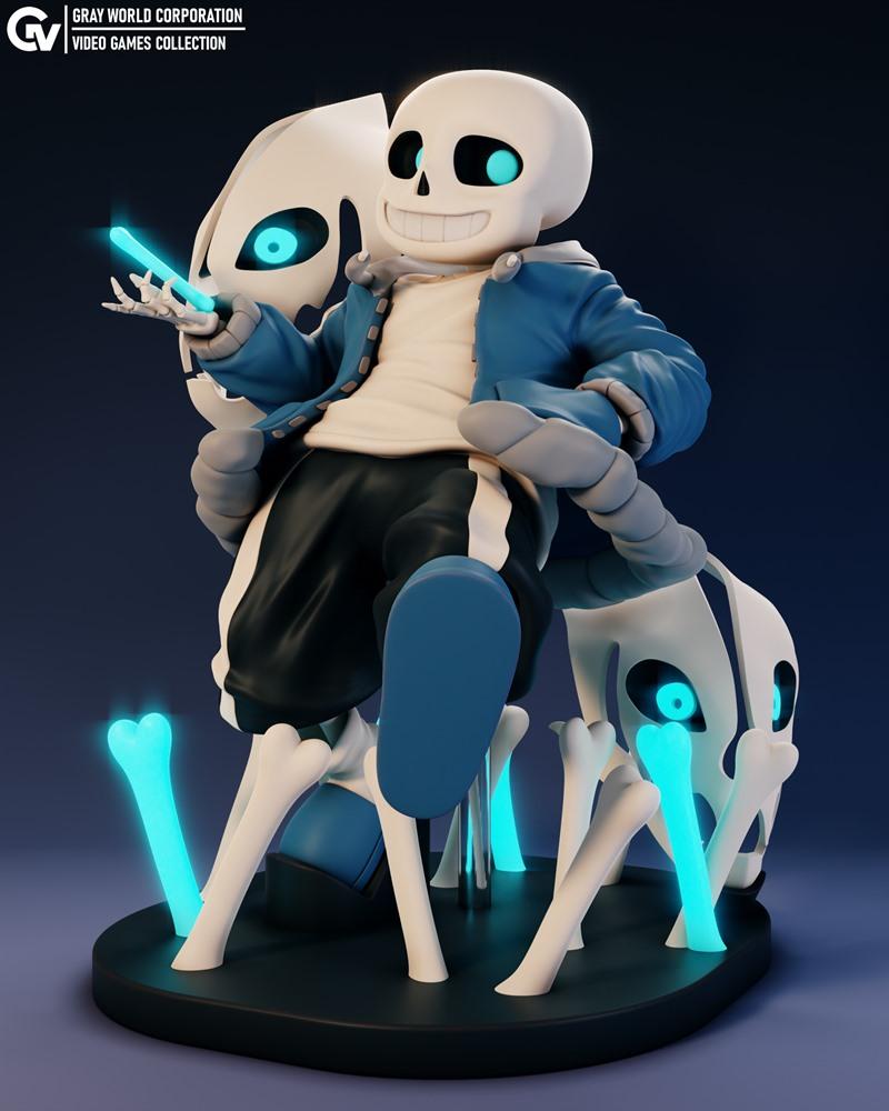 灰世界公司 - 未完成之物 - 沙斯 3D打印模型|Gray World Corporation – Sans – Undertale – 3D Print Model STL