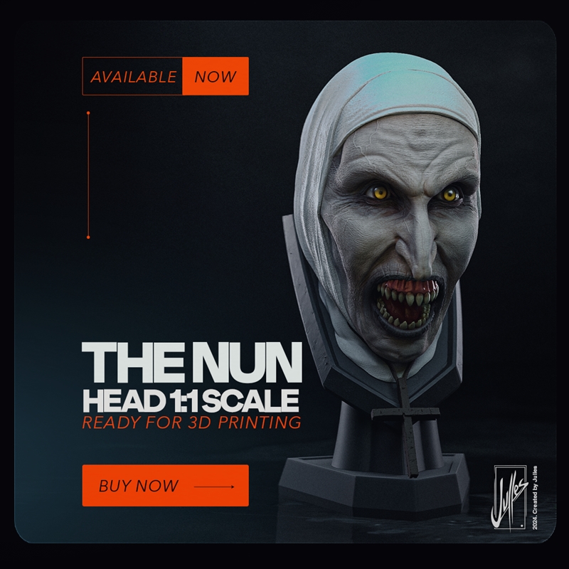 Julles模型 - 修女头饰 - 3D打印模型|Julles Modelado – The Nun Head – 3D Print Model STL