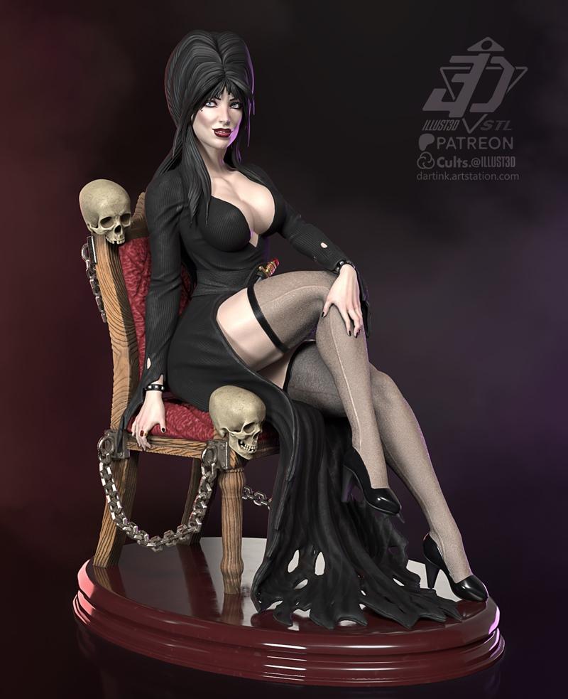 Elvira暗黑女巫3D打印模型|Elvira – Mistress of the Dark Fanart – 3D Print Model STL