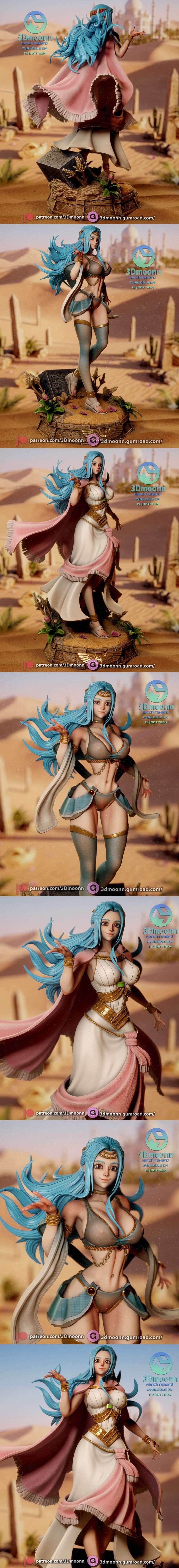 3D打印模型：海贼王 Vivi 角色雕塑|3Dmoonn – One Piece – Nefertari Vivi – 3D Print Model STL