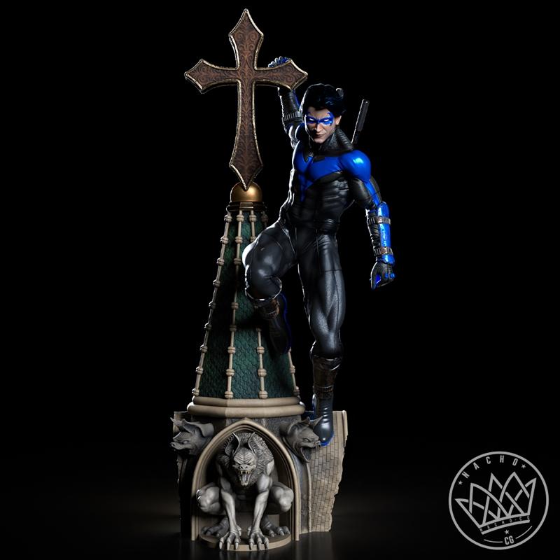 夜翼二号雕像及摆件 3D打印模型|Nacho CG – Fan Art – Nightwing II Statue and Bust – 3D Print Model STL