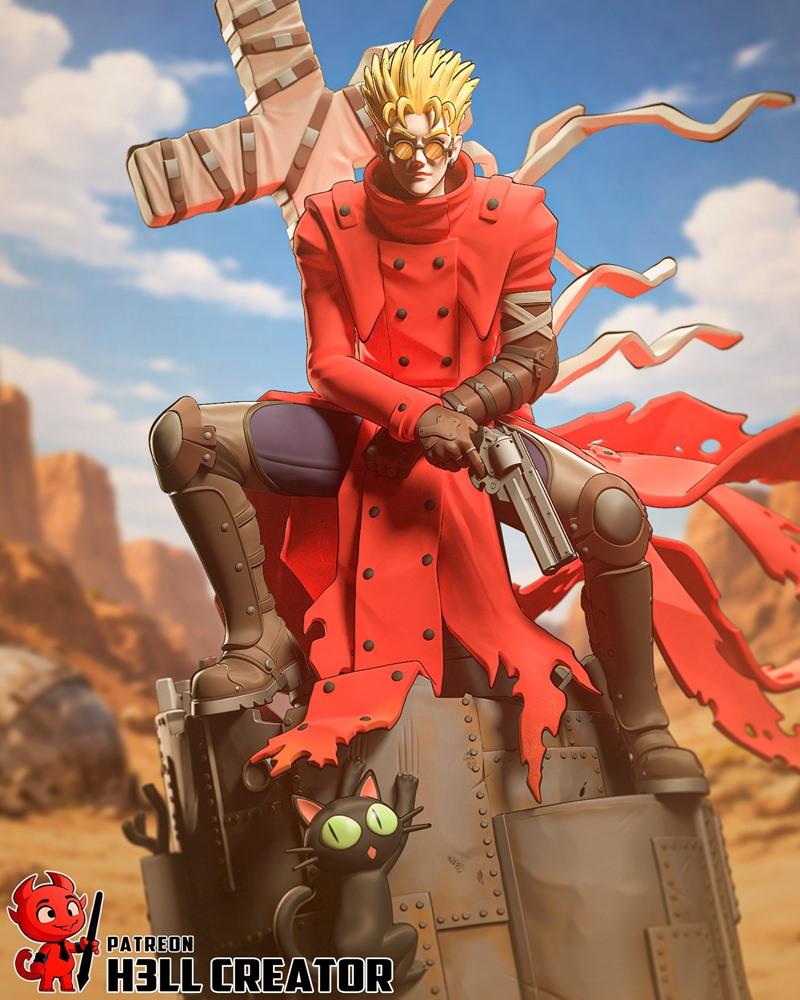 Vash的3D打印模型——《Trigun》角色立体雕刻版|h3LL creator – Vash the Stampede – Trigun – 3D Print Model STL