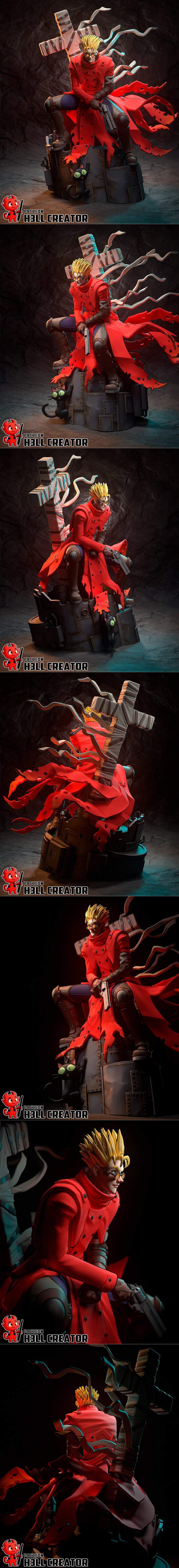 Vash的3D打印模型——《Trigun》角色立体雕刻版|h3LL creator – Vash the Stampede – Trigun – 3D Print Model STL