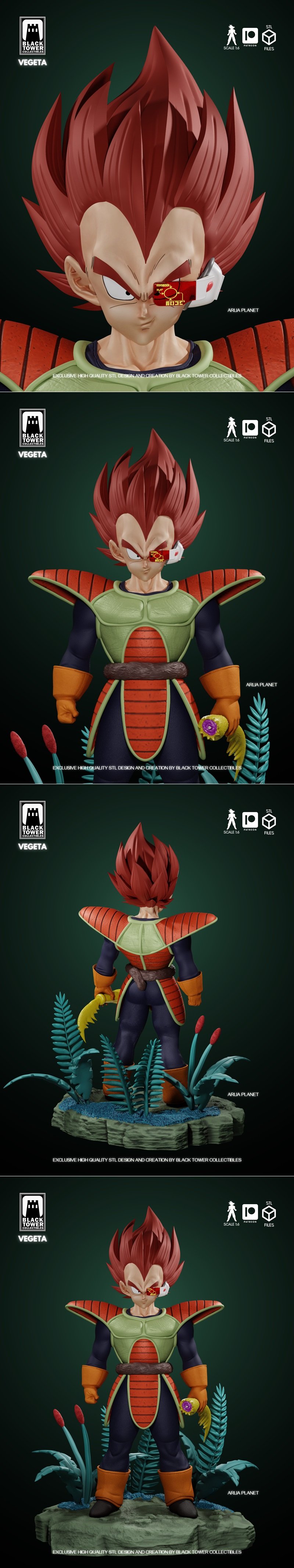 龙珠 Vegeta（阿莉亚星球）3D打印模型|Black Tower Collectibles – Vegeta (Arlia Planet) – Dragon Ball – 3D Print Model STL