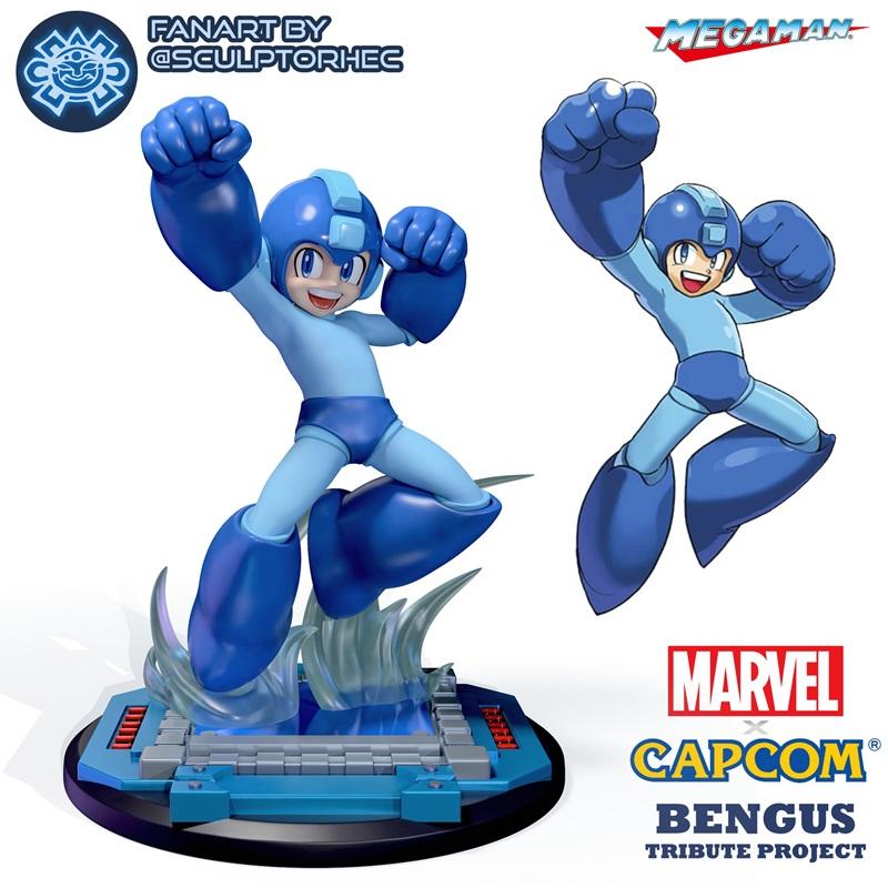 漫威对战卡普空 东方风范超人 3D打印模型|Marvel vs Capcom – Bengus Style Mega Man – 3D Print Model STL