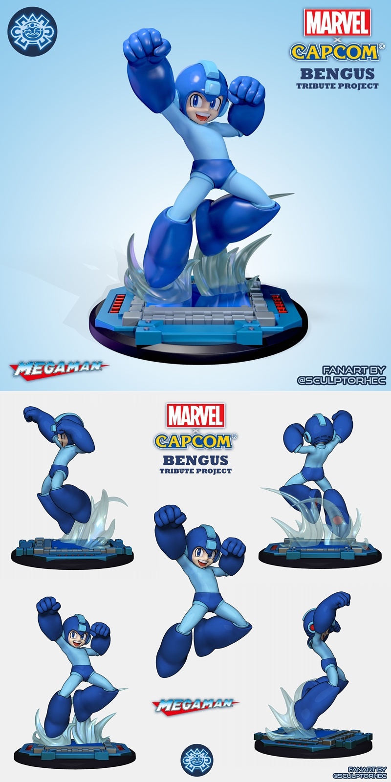 漫威对战卡普空 东方风范超人 3D打印模型|Marvel vs Capcom – Bengus Style Mega Man – 3D Print Model STL
