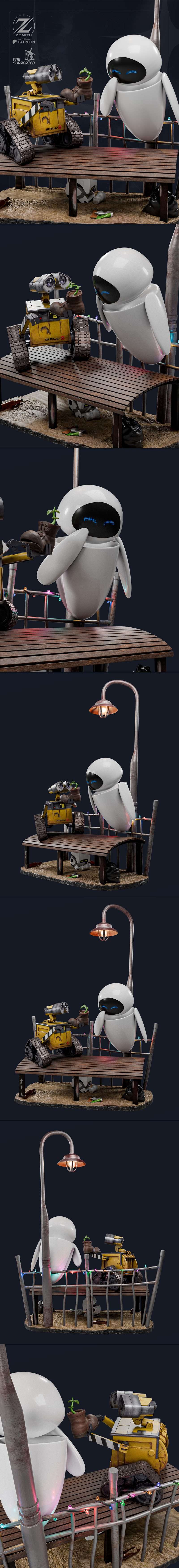 Zenith Studios - 墙龟与伊芙 - 3D打印模型|Zenith Studios – Wall-E and Eve – 3D Print Model STL
