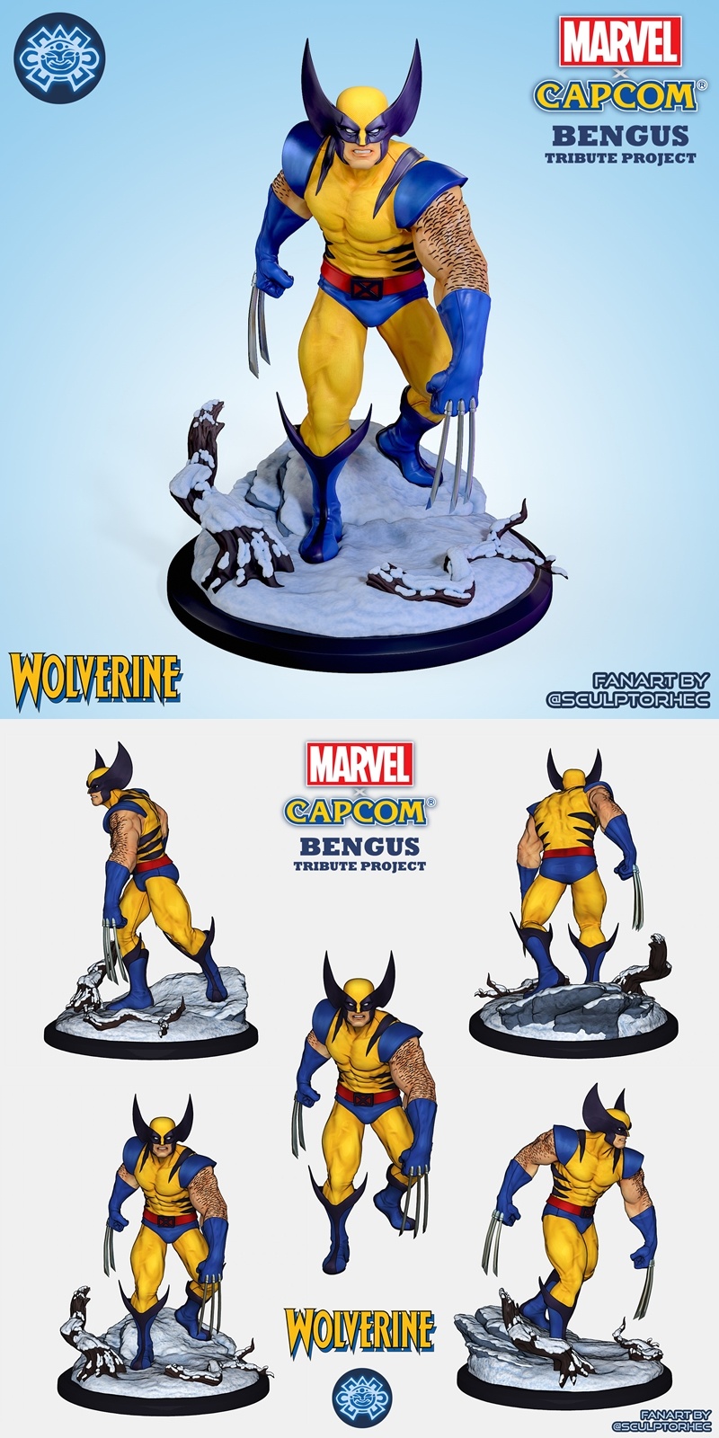 漫威对战卡普空 - 贝努斯风式洛根 - 3D打印模型|Marvel vs Capcom – Bengus Style Wolverine – 3D Print Model STL