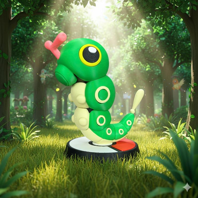 宝可梦 caterpie 3D打印模型|Pokemon Caterpie – Multipart – 3D Print Model STL