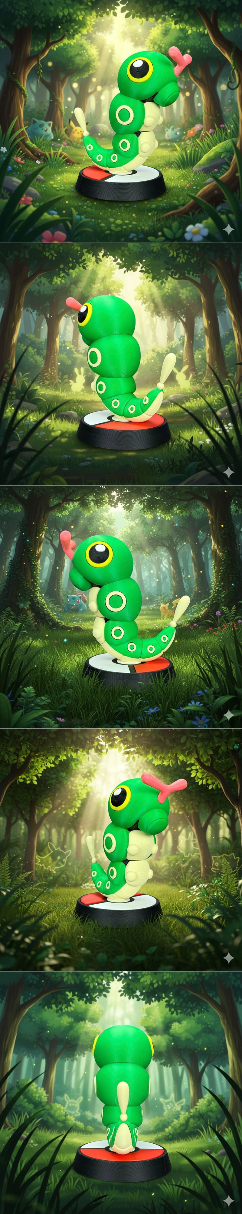 宝可梦 caterpie 3D打印模型|Pokemon Caterpie – Multipart – 3D Print Model STL