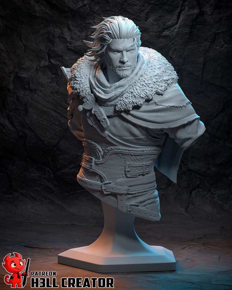 H3LL创作组 - 红色荒漠 - 克利夫·爆破 3D打印模型|H3LL Creator – Crimson Desert – Kliff Bust – 3D Print Model
