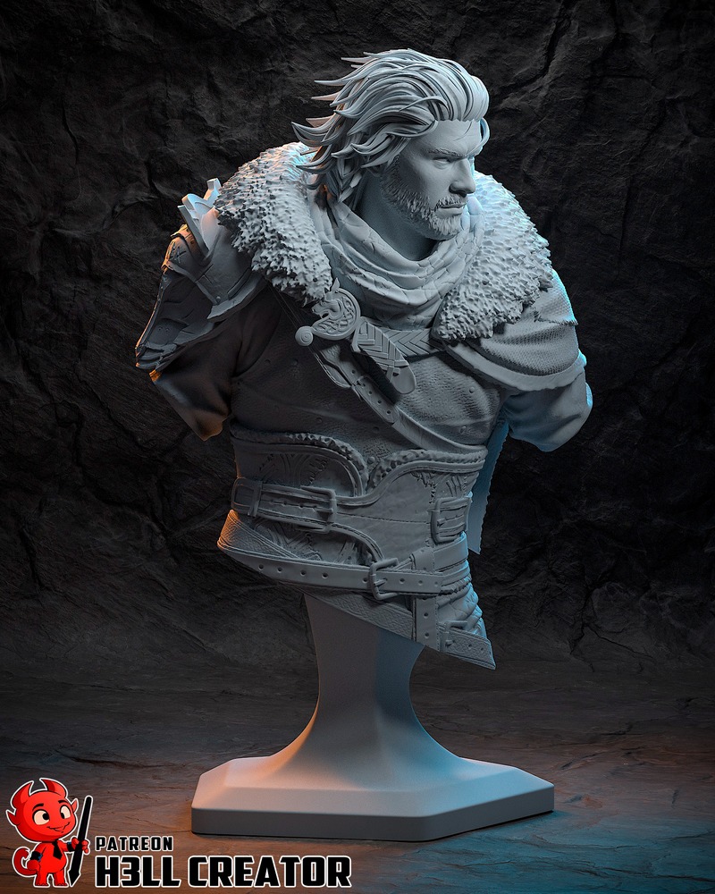 H3LL创作组 - 红色荒漠 - 克利夫·爆破 3D打印模型|H3LL Creator – Crimson Desert – Kliff Bust – 3D Print Model