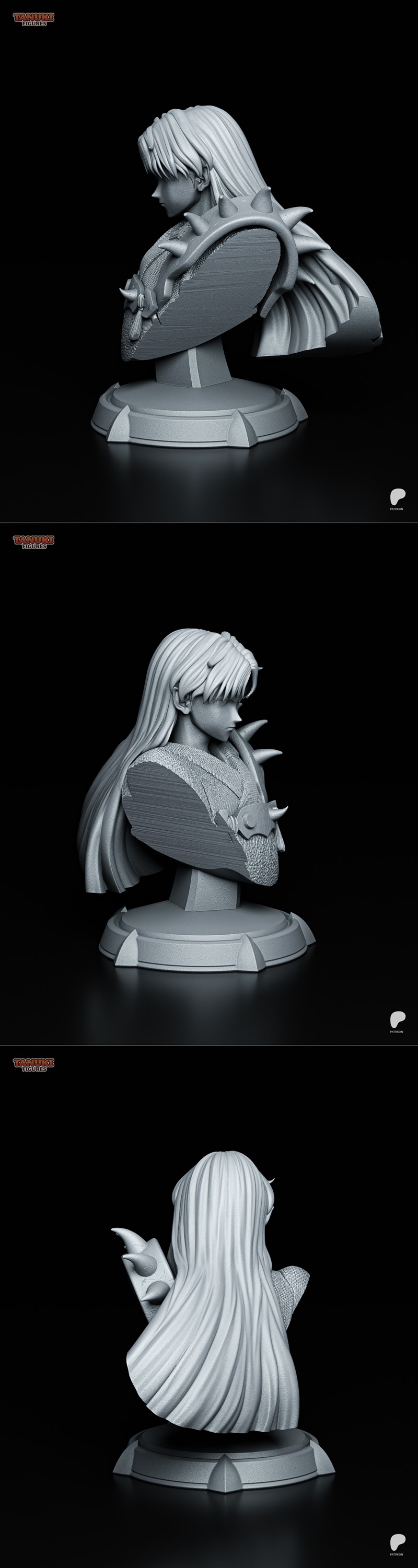 Sesshomaru 3D打印模型|Tanuki Figures – Sesshomaru Bust – 3D Print Model STL