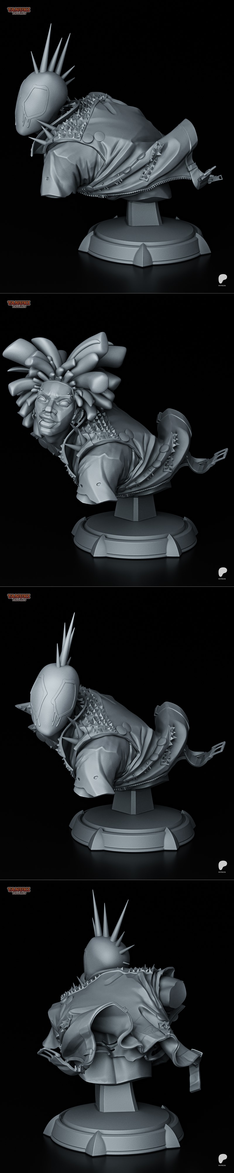 蜘蛛朋克人像 3D打印模型|Tanuki Figures – Spider-Punk Bust – 3D Print Model STL