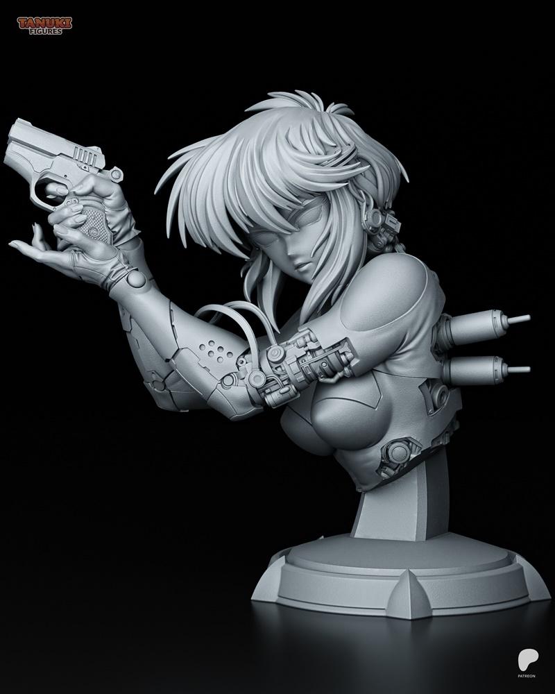 动漫角色莫子人像3D打印模型|Tanuki Figures – Motoko Bust – 3D Print Model STL